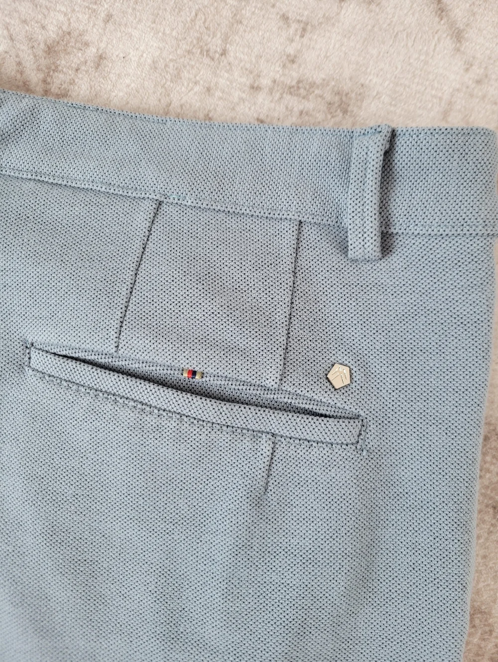 Macrame Designer Men’s 38 Light Blue Tapered‎ Trousers Stretch Business Casual